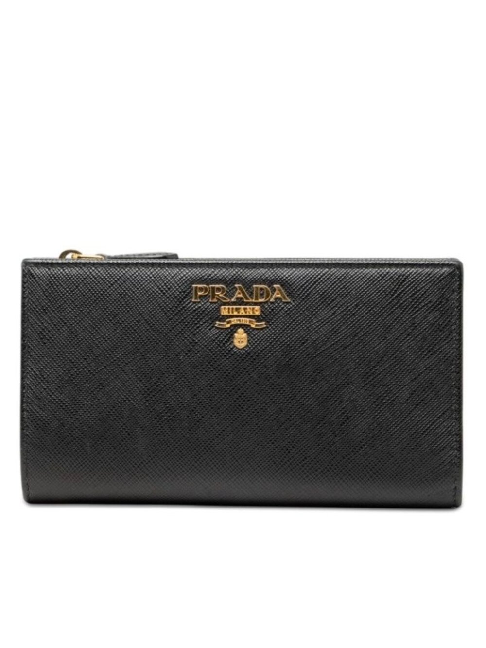 Prada Bifold Wallet Black Pink Saffiano Leather